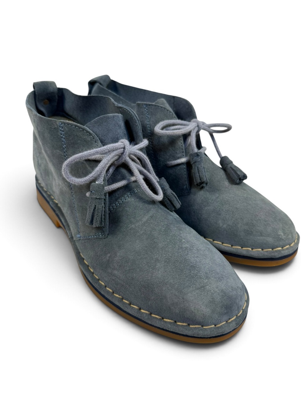 Hush Puppies Blue Suede Chukka Ankle Boots Tassel Lace Women’s 7.5